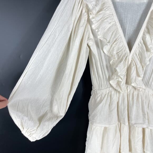 Jen's Pirate Booty Moon Maxi Dress White Ruffle Tiered Long Sleeve Sz XS - Picture 9 of 14